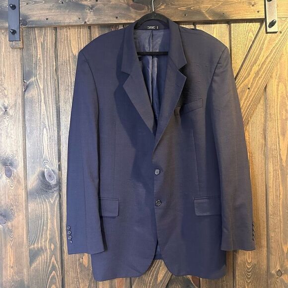 John Weitz  Navy Blue Wool 2 Button Sport Coat Blazer - Picture 1 of 4